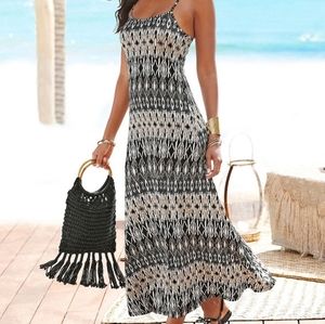 Sundress, size 12, black & cream maxi, worn once.